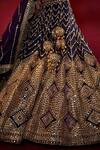 Angad Singh_Blue Lehenga And Blouse Organza Dupatta Net Embroidery Leaf Neck Bridal Set _at_Aza_Fashions