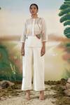 Buy_Febo6_Off White Silk Organza Sequin, Wildflower Round Embroidered Top _at_Aza_Fashions