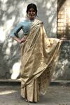 I Am Design_Beige Silk Round Printed Saree Set _Online_at_Aza_Fashions