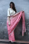 Buy_I Am Design_Pink Shaded Woven Saree With Frilly Border And Blouse _Online_at_Aza_Fashions