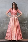 Buy_I Am Design_Pink Ikat Round Ombre Print Gown _at_Aza_Fashions