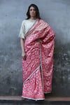 I Am Design_Pink Shaded Woven Saree With Frilly Border And Blouse _Online_at_Aza_Fashions