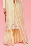 Shop_Nachiket Barve_Yellow Dupatta Organza, Gharara Georgette, Kurta Floral Embroidered Set _Online_at_Aza_Fashions