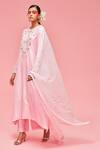 Buy_Nachiket Barve_Pink Dupatta Tulle, Kurta Chanderi, Lining Shantoon Floral Embroidered Set _at_Aza_Fashions