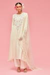 Buy_Nachiket Barve_White Dupatta Tulle, Kurta Chanderi, Lining Shantoon Floral Embroidered Set _at_Aza_Fashions