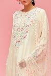 Buy_Nachiket Barve_White Dupatta Tulle, Kurta Chanderi, Lining Shantoon Floral Embroidered Set _Online_at_Aza_Fashions