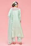 Shop_Nachiket Barve_Green Kurta Chanderi Round Floral Embroidered Set  _at_Aza_Fashions