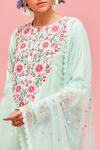 Shop_Nachiket Barve_Green Kurta Chanderi Round Floral Embroidered Set  _Online_at_Aza_Fashions