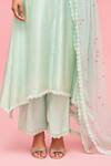 Nachiket Barve_Green Kurta Chanderi Round Floral Embroidered Set  _at_Aza_Fashions