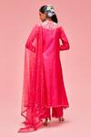 Shop_Nachiket Barve_Pink Dupatta Tulle, Kurta Chanderi, Lining Shantoon Floral Embroidered Set _at_Aza_Fashions