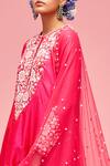 Buy_Nachiket Barve_Pink Dupatta Tulle, Kurta Chanderi, Lining Shantoon Floral Embroidered Set _Online_at_Aza_Fashions
