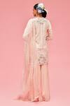 Shop_Nachiket Barve_Peach Dupatta Organza, Gharara Georgette, Kurta Floral Embroidered Set _at_Aza_Fashions