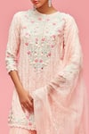 Shop_Nachiket Barve_Peach Dupatta Organza, Gharara Georgette, Kurta Floral Embroidered Set _Online_at_Aza_Fashions