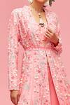 Buy_Nachiket Barve_Peach Jacket And Bustier Chanderi, Lining Shantoon, Sharara Embroidered & Set _Online_at_Aza_Fashions
