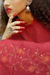 Buy_Chokhi Chorri_Red Malai Chanderi High Neck Embroidered Kurta And Sharara Set _Online_at_Aza_Fashions