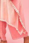Shop_Nachiket Barve_Peach Kaftan Silk, Palazzo And Lining Shantoon Round Split Sleeve Tunic & Set_Online_at_Aza_Fashions