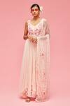 Nachiket Barve_Peach Kurta Embroidered Anarkali Set_Online_at_Aza_Fashions