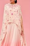 Buy_Nachiket Barve_Peach Ombre Gown With Asymmetric Cape_Online_at_Aza_Fashions