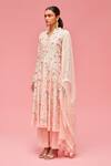 Nachiket Barve_Peach Chanderi Floral Embroidered Anarkali Set_Online_at_Aza_Fashions