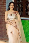 Fallon.Studio by Shruti Kaushik_Brown Imported Pure Silk Organza Hand Painted The Padmini Saree  _at_Aza_Fashions