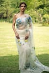 Shop_Fallon.Studio by Shruti Kaushik_Off White Imported Pure Silk Organza Hand Painted The Kashi Saree  _Online_at_Aza_Fashions