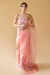 Buy_Fallon.Studio by Shruti Kaushik_Pink Imported Pure Silk Organza Hand Painted The Rukmani Saree  _Online_at_Aza_Fashions