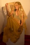 Buy_Fallon.Studio by Shruti Kaushik_Yellow Imported Pure Silk Organza Hand Painted The Athulaya Saree  _Online_at_Aza_Fashions