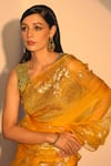 Fallon.Studio by Shruti Kaushik_Yellow Imported Pure Silk Organza Hand Painted The Athulaya Saree  _at_Aza_Fashions