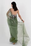 Shop_Fallon.Studio by Shruti Kaushik_Green Imported Pure Silk Organza Hand Painted The Madhuri Saree  _at_Aza_Fashions