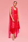 Buy_Nachiket Barve_Chiffon Satin Dress And Embroidered Cape Set_at_Aza_Fashions