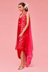 Nachiket Barve_Chiffon Satin Dress And Embroidered Cape Set_Online_at_Aza_Fashions