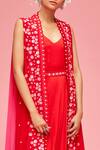 Shop_Nachiket Barve_Chiffon Satin Dress And Embroidered Cape Set_Online_at_Aza_Fashions