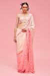 Buy_Nachiket Barve_Peach Ombre Embroidered Saree With Blouse_at_Aza_Fashions