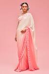 Nachiket Barve_Peach Ombre Embroidered Saree With Blouse_Online_at_Aza_Fashions