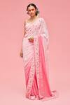 Buy_Nachiket Barve_Pink Ombre Embroidered Saree With Blouse_at_Aza_Fashions
