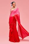 Buy_Nachiket Barve_Red Pre-draped Saree With Sleeveless Blouse_at_Aza_Fashions
