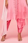 Shop_Nachiket Barve_Pink Cape Chiffon V Neck Embroidered And Dhoti Pant Set  _Online_at_Aza_Fashions