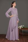 Onaya_Purple Georgette Pintuck Embroidered Jumpsuit_Online_at_Aza_Fashions