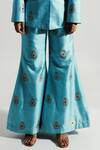 Joskai Studio Blue Handwoven Mulberry Silk Flared Bottom Trouser Online at Aza Fashions Joskai Studio_Blue Handwoven Mulberry Silk Flared Bottom Trouser_Online_at_Aza_Fashions