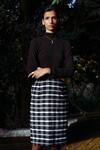 Buy_Joskai Studio_Black Handwoven Cotton Striped Pencil Skirt_at_Aza_Fashions
