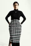 Joskai Studio_Black Handwoven Cotton Striped Pencil Skirt_Online_at_Aza_Fashions