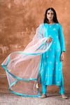 Shop_Kanika Sharma_Blue Silk Aasmani Kurta Set  _at_Aza_Fashions