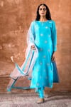 Buy_Kanika Sharma_Blue Silk Aasmani Kurta Set  _at_Aza_Fashions