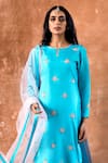 Buy_Kanika Sharma_Blue Silk Aasmani Kurta Set  _Online_at_Aza_Fashions