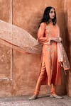 Shop_Kanika Sharma_Orange Silk, Net Surya Kurta Set _at_Aza_Fashions