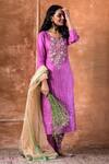 Shop_Kanika Sharma_Purple Silk, Net Kurta Set _at_Aza_Fashions