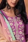 Kanika Sharma_Purple Silk, Net Kurta Set _at_Aza_Fashions