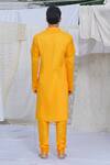 Shop_Runit Gupta_Yellow Glazed Cotton Textured Kurta And Pant Set For Kids For Kids_at_Aza_Fashions