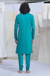 Shop_Runit Gupta_Blue Glazed Cotton Kurta And Pant Set _at_Aza_Fashions