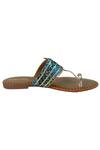 Buy_Feetoes Shoes_Green Bandhani Motif Kolhapuri Flats_Online_at_Aza_Fashions